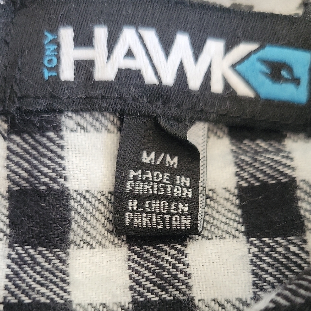 NWT-- TONY HAWK Men's Black and White Checkered Hoodie Shirt | Size: M - Picture 5 of 11